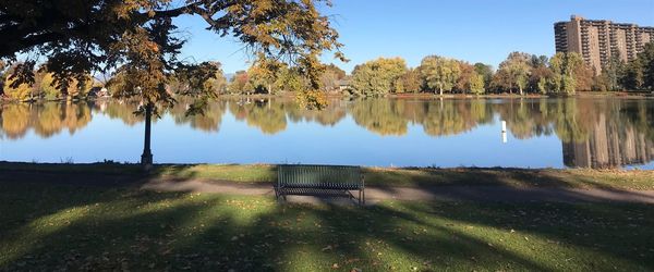 Scenic view of lake against sky