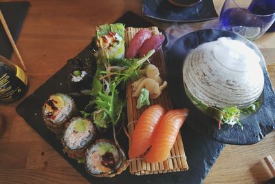 High angle view of vegetables on table