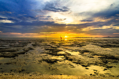 Scenic view of sea during sunset