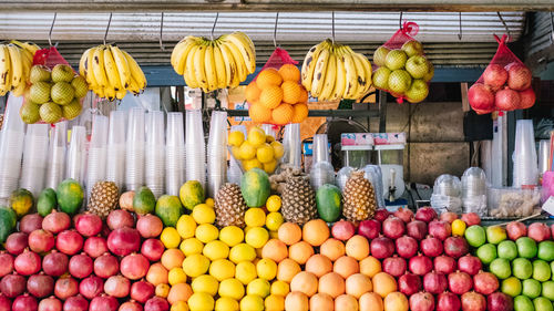 Various fruits for sale at market stall