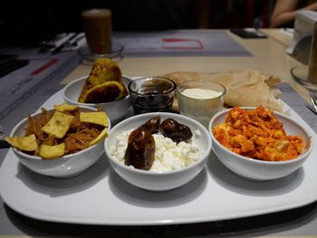 Close-up of food served in plate