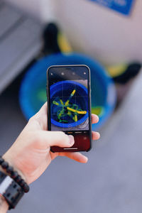 Close-up of hand holding mobile phone