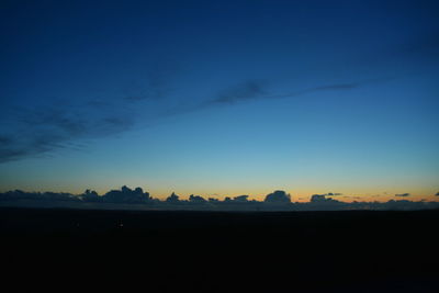 Silhouette landscape against sky at sunset