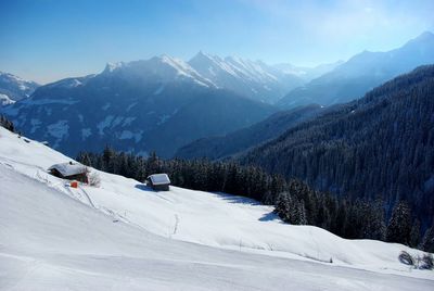 Snow covered mountain range