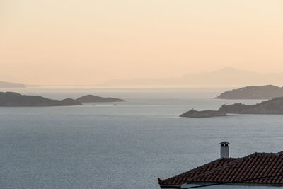 Scenic view of sea against clear sky during sunset