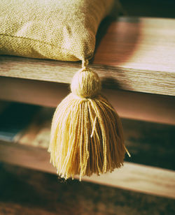 High angle view of hat on table