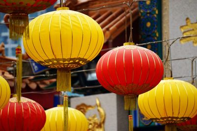 Close-up of colorful lanterns