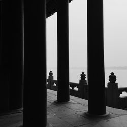 Architectural column in historic building by river