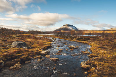 Scenic view of land against sky