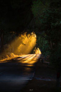 Scenic view of waterfall at night