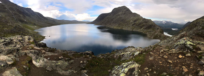 Panoramic view of mountains against sky