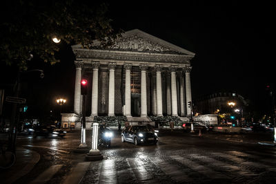 Illuminated building at night