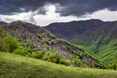 Scenic view of mountains against sky