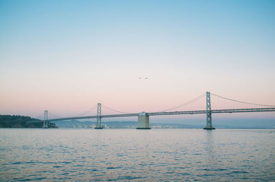 Suspension bridge over river