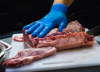 Close-up of person preparing food