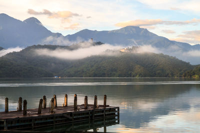 Scenic view of lake against mountains