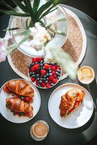 High angle view of food on table