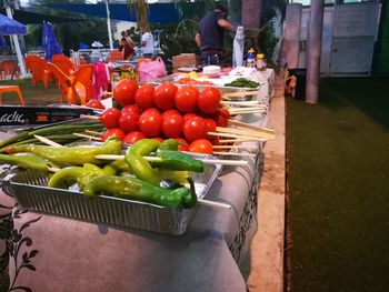 Vegetables for sale at market stall