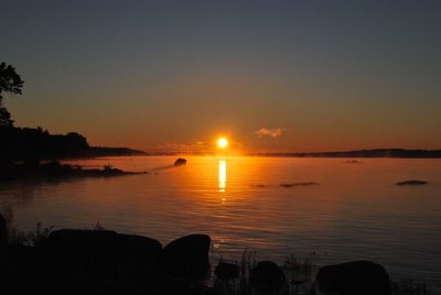 Scenic view of sunset over river