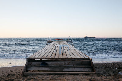 Scenic view of sea against clear sky