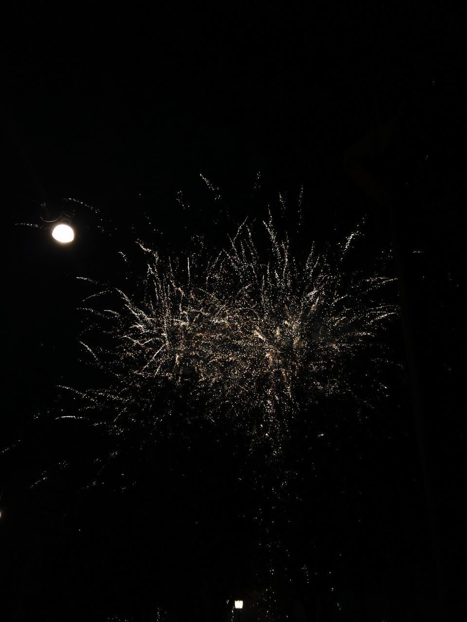 LOW ANGLE VIEW OF FIREWORKS IN SKY