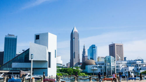 Modern buildings in city against sky