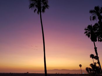 Silhouette palm trees against sky during sunset