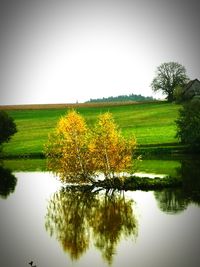 Scenic view of lake against clear sky