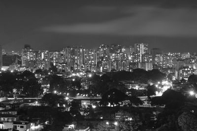 Illuminated cityscape at night
