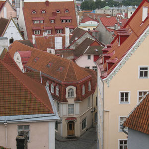 High angle view of residential buildings