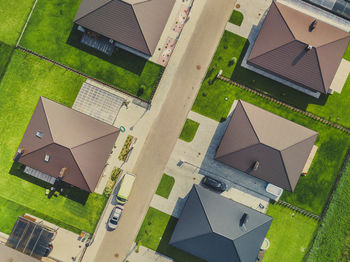 High angle view of buildings in city