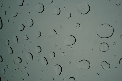 Full frame shot of raindrops on glass window