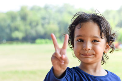 Portrait of cute smiling girl outdoors