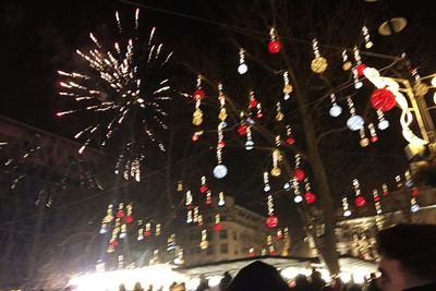 Illuminated christmas tree at night