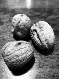 Nuts on the table black and white