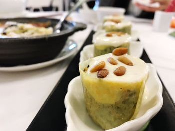 Close-up of served food in plate