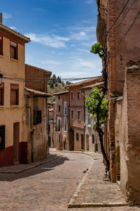 Deserted street in the medieval village daroca in aragon.