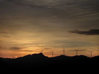 Scenic view of silhouette landscape against sky during sunset