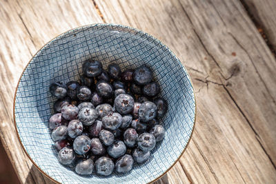 High angle view of berries on table