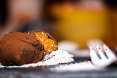 Close-up of dessert in plate 