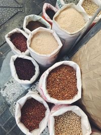 High angle view of spices in market