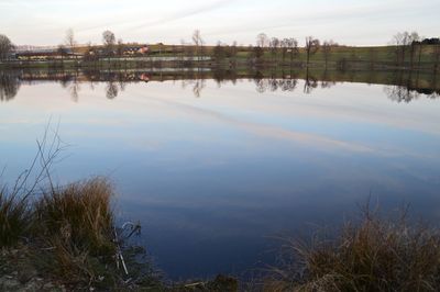 Scenic view of lake against sky