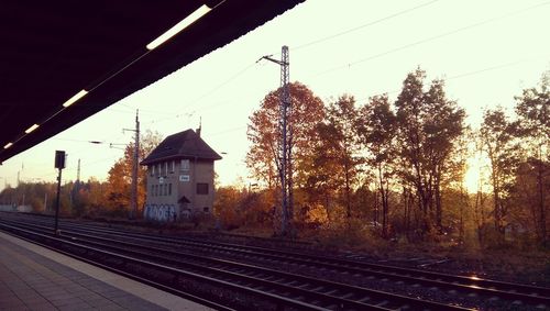 View of railroad tracks against clear sky