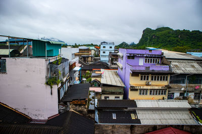 High angle view of townscape against sky