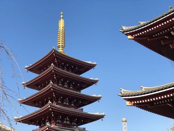 Low angle view of pagoda against sky