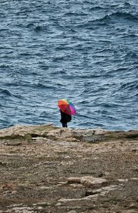 Rear view of man on beach