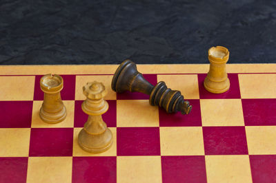 High angle view of chess board