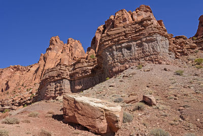 Dramatic red rock cliffs in the desert of capitol reef national park in utah