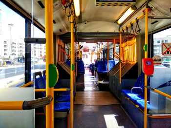 Interior of train in city