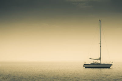 Boat sailing in sea